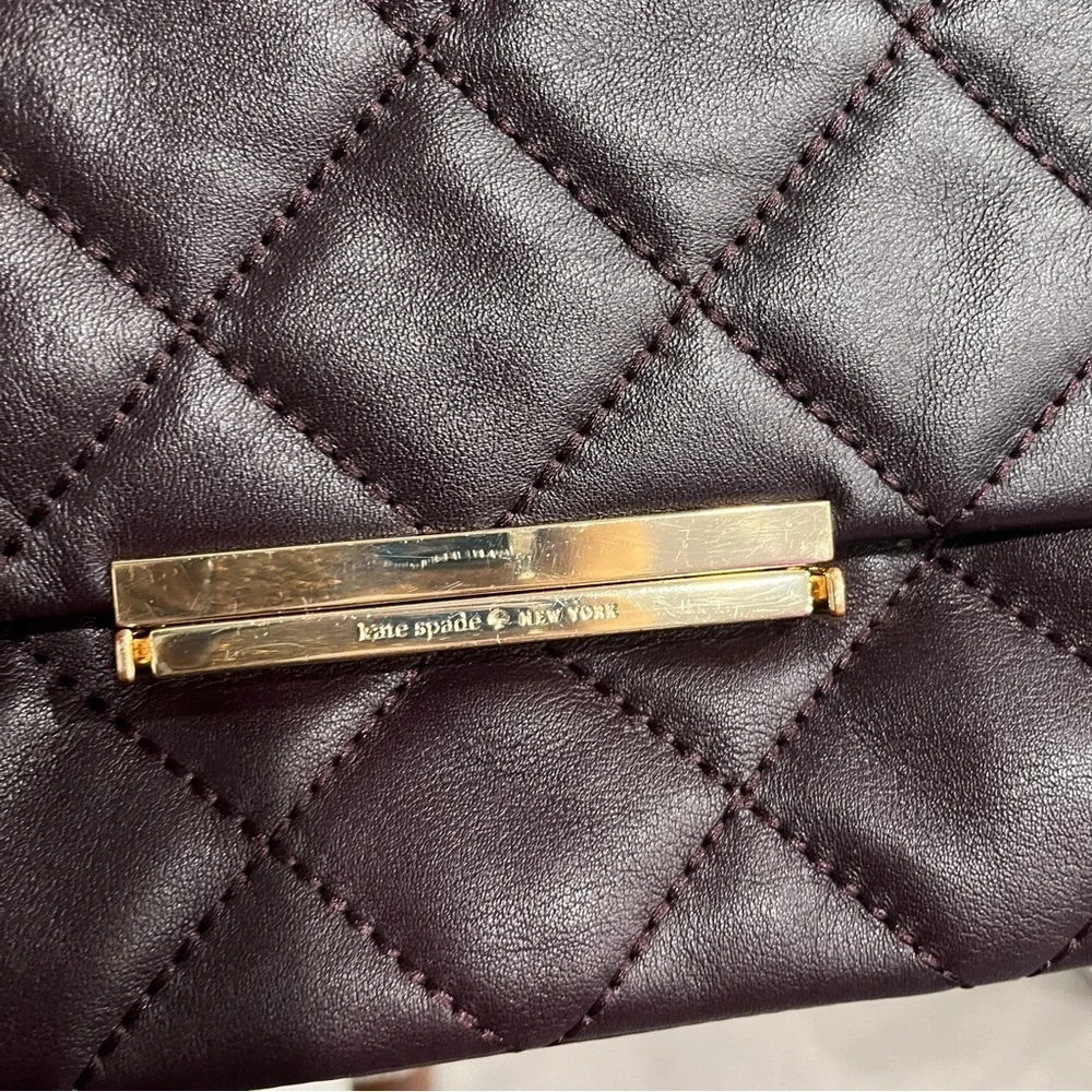 Kate Spade Black Quilted Chain Shoulder Bag Purple‎